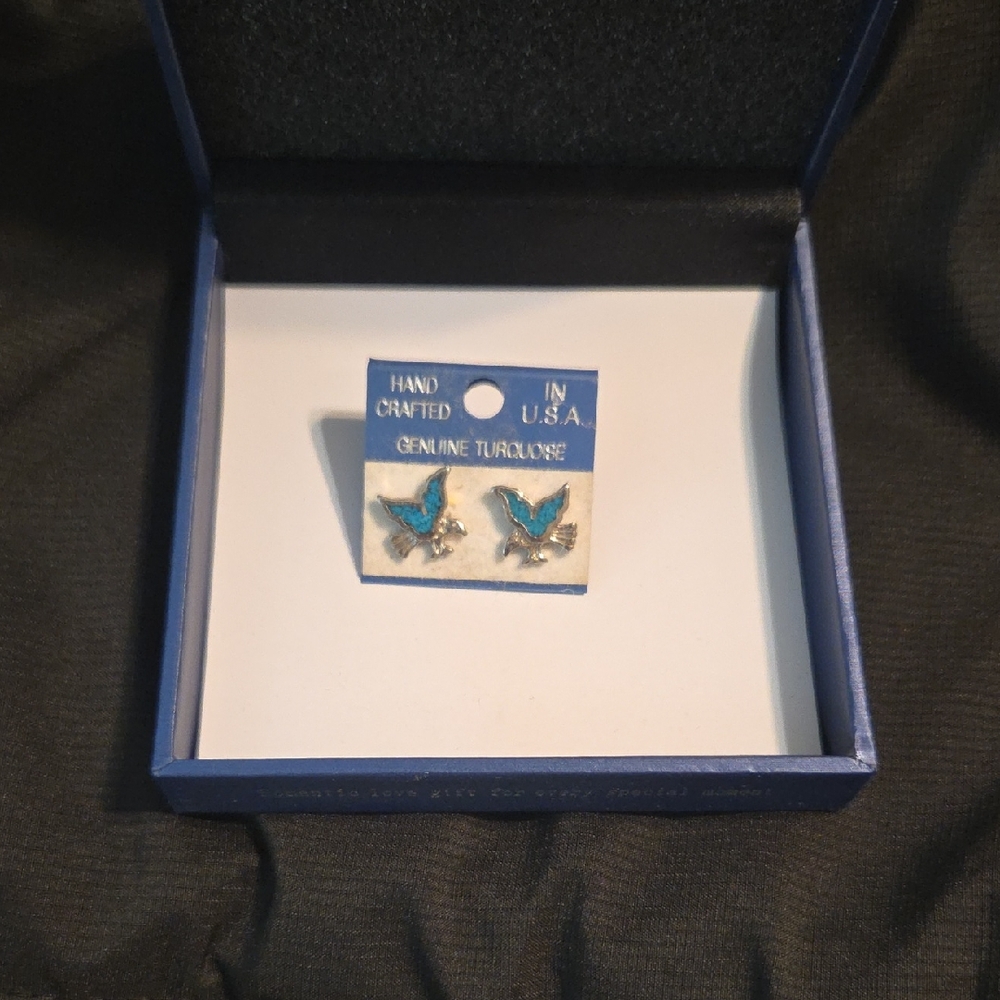 Handcrafted Turquoise Bird Earrings